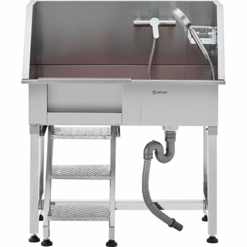 Wanna groomerska do kąpieli mycia psów zwierząt ze schodami 90 x 90 x 106 cm Wanna groomerska do kąpieli mycia psów zwierząt ze schodami 90 x 90 x 106 cm