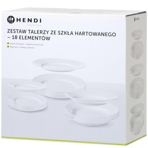 Zestaw talerzy ze szkła hartowanego 18 el. - Hendi 795224 Zestaw talerzy ze szkła hartowanego 18 el. - Hendi 795224