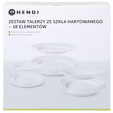 Zestaw talerzy ze szkła hartowanego 18 el. - Hendi 795224 Zestaw talerzy ze szkła hartowanego 18 el. - Hendi 795224