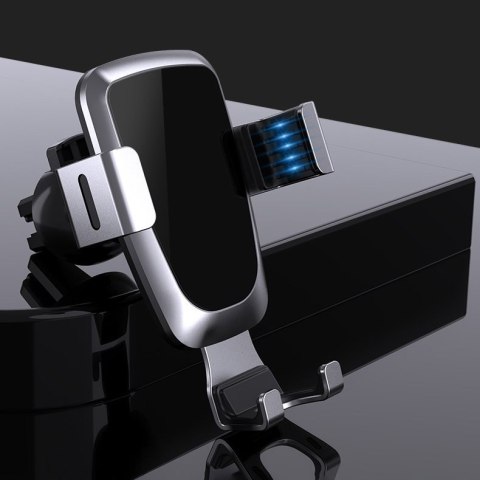 Grawitacyjny uchwyt samochodowy do smartfona na kratkę nawiewu srebrny Grawitacyjny uchwyt samochodowy do smartfona na kratkę nawiewu srebrny