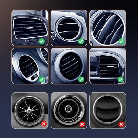 Magnetyczny uchwyt samochodowy na kratkę wentylacyjną nawiew srebrny