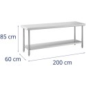 Stół roboczy gastronomiczny centralny z półką STAL 200 x 60 cm