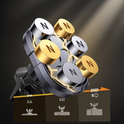 Uchwyt samochodowy magnetyczny do telefonu na kratkę wentylacyjną szary Uchwyt samochodowy magnetyczny do telefonu na kratkę wentylacyjną szary