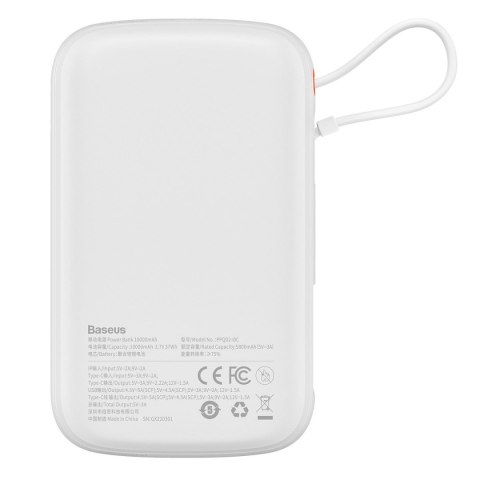 Qpow powerbank 10000mAh wbudowany kabel USB Typu C 22.5W Quick Charge biały Qpow powerbank 10000mAh wbudowany kabel USB Typu C 22.5W Quick Charge biały