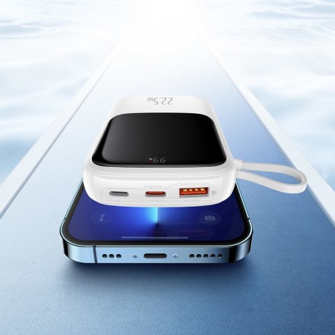Qpow powerbank 10000mAh wbudowany kabel USB Typu C 22.5W Quick Charge biały Qpow powerbank 10000mAh wbudowany kabel USB Typu C 22.5W Quick Charge biały