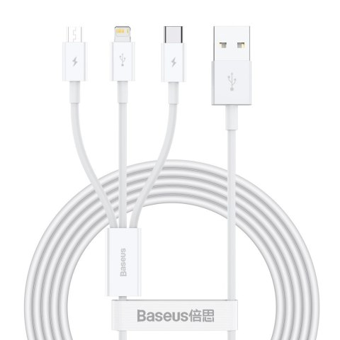 Superior 3w1 kabel USB Iphone Lightning USB-C microUSB 3.5 A 1.5 m Biały Superior 3w1 kabel USB Iphone Lightning USB-C microUSB 3.5 A 1.5 m Biały