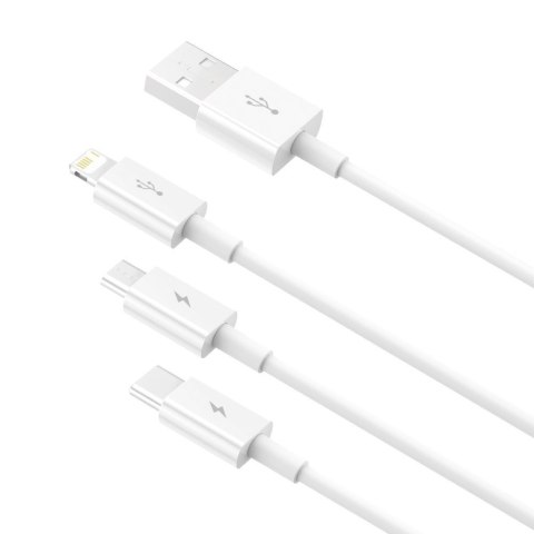 Superior 3w1 kabel USB Iphone Lightning USB-C microUSB 3.5 A 1.5 m Biały Superior 3w1 kabel USB Iphone Lightning USB-C microUSB 3.5 A 1.5 m Biały