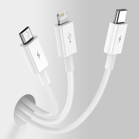 Superior 3w1 kabel USB Iphone Lightning USB-C microUSB 3.5 A 1.5 m Biały Superior 3w1 kabel USB Iphone Lightning USB-C microUSB 3.5 A 1.5 m Biały