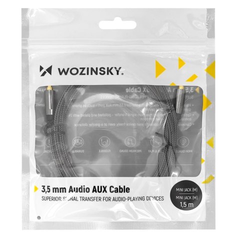 Uniwersalny kabel przewód mini jack AUX 1.5m czarny Uniwersalny kabel przewód mini jack AUX 1.5m czarny