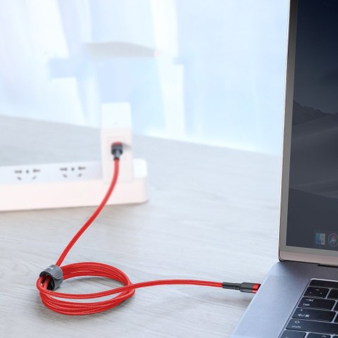 Wytrzymały elastyczny kabel przewód USB-C PD PD 2.0 60W 20V 3A QC3.0 1M czarny-czerwony Wytrzymały elastyczny kabel przewód USB-C PD PD 2.0 60W 20V 3A QC3.0 1M czarny-czerwony