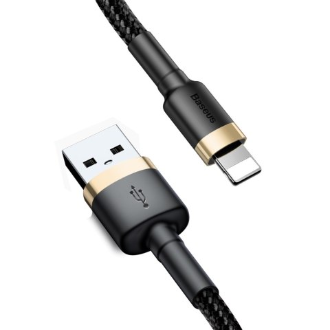 Wytrzymały elastyczny kabel przewód USB Iphone Lightning QC3.0 1.5A 2M czarno-złoty Wytrzymały elastyczny kabel przewód USB Iphone Lightning QC3.0 1.5A 2M czarno-złoty