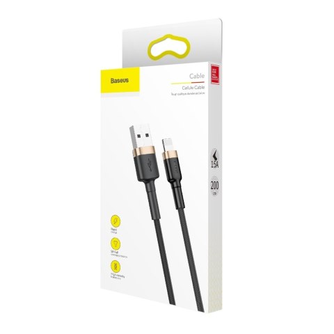 Wytrzymały elastyczny kabel przewód USB Iphone Lightning QC3.0 1.5A 2M czarno-złoty Wytrzymały elastyczny kabel przewód USB Iphone Lightning QC3.0 1.5A 2M czarno-złoty