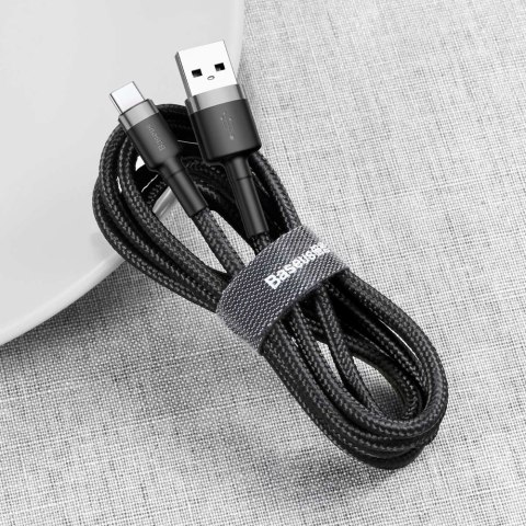 Wytrzymały elastyczny kabel przewód USB USB-C QC3.0 2A 2M czarno-szary Wytrzymały elastyczny kabel przewód USB USB-C QC3.0 2A 2M czarno-szary
