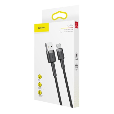 Wytrzymały elastyczny kabel przewód USB USB-C QC3.0 2A 2M czarno-szary Wytrzymały elastyczny kabel przewód USB USB-C QC3.0 2A 2M czarno-szary