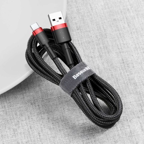 Wytrzymały elastyczny kabel przewód USB USB-C QC3.0 3A 1M czarno-czerwony Wytrzymały elastyczny kabel przewód USB USB-C QC3.0 3A 1M czarno-czerwony