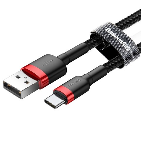 Wytrzymały elastyczny kabel przewód USB USB-C QC3.0 3A 1M czarno-czerwony Wytrzymały elastyczny kabel przewód USB USB-C QC3.0 3A 1M czarno-czerwony