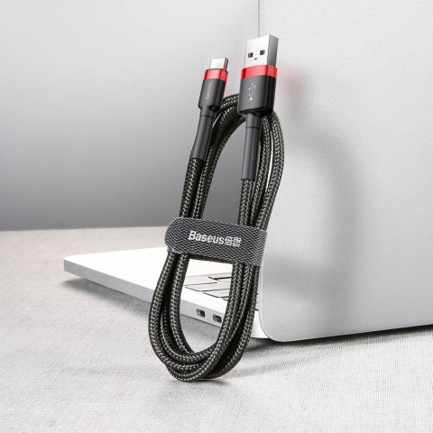 Wytrzymały elastyczny kabel przewód USB USB-C QC3.0 3A 1M czarno-czerwony Wytrzymały elastyczny kabel przewód USB USB-C QC3.0 3A 1M czarno-czerwony