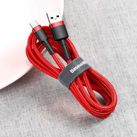 Wytrzymały elastyczny kabel przewód USB USB-C QC3.0 3A 1M czerwony Wytrzymały elastyczny kabel przewód USB USB-C QC3.0 3A 1M czerwony