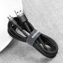 Wytrzymały elastyczny kabel przewód USB microUSB 1.5A 2M czarno-szary Wytrzymały elastyczny kabel przewód USB microUSB 1.5A 2M czarno-szary