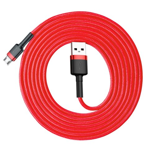 Wytrzymały elastyczny kabel przewód USB microUSB 1.5A 2M czerwony Wytrzymały elastyczny kabel przewód USB microUSB 1.5A 2M czerwony