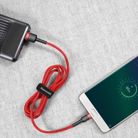Wytrzymały elastyczny kabel przewód USB microUSB 1.5A 2M czerwony Wytrzymały elastyczny kabel przewód USB microUSB 1.5A 2M czerwony