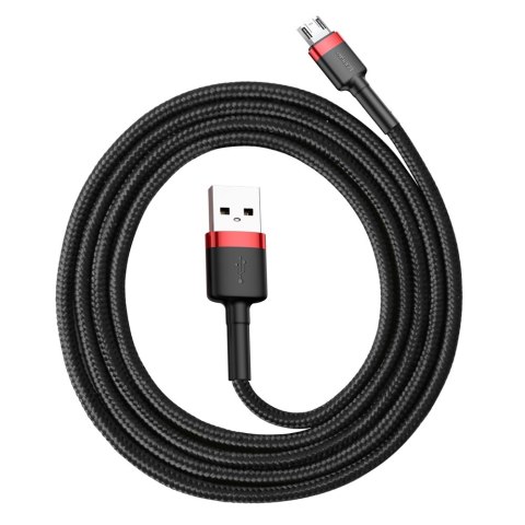 Wytrzymały elastyczny kabel przewód USB microUSB QC3.0 2.4A 1M czarno-czerwony Wytrzymały elastyczny kabel przewód USB microUSB QC3.0 2.4A 1M czarno-czerwony
