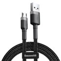 Wytrzymały elastyczny kabel przewód USB microUSB QC3.0 2.4A 1M czarno-szary Wytrzymały elastyczny kabel przewód USB microUSB QC3.0 2.4A 1M czarno-szary