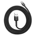 Wytrzymały elastyczny kabel przewód USB microUSB QC3.0 2.4A 1M czarno-szary Wytrzymały elastyczny kabel przewód USB microUSB QC3.0 2.4A 1M czarno-szary
