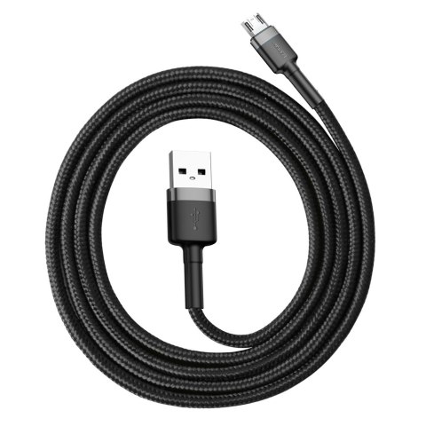 Wytrzymały elastyczny kabel przewód USB microUSB QC3.0 2.4A 1M czarno-szary Wytrzymały elastyczny kabel przewód USB microUSB QC3.0 2.4A 1M czarno-szary