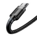 Wytrzymały elastyczny kabel przewód USB microUSB QC3.0 2.4A 1M czarno-szary Wytrzymały elastyczny kabel przewód USB microUSB QC3.0 2.4A 1M czarno-szary
