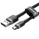 Wytrzymały elastyczny kabel przewód USB microUSB QC3.0 2.4A 1M czarno-szary Wytrzymały elastyczny kabel przewód USB microUSB QC3.0 2.4A 1M czarno-szary