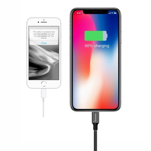 Wytrzymały kabel przewód w materiałowym oplocie USB Iphone Lightning 1.2M czarny Wytrzymały kabel przewód w materiałowym oplocie USB Iphone Lightning 1.2M czarny