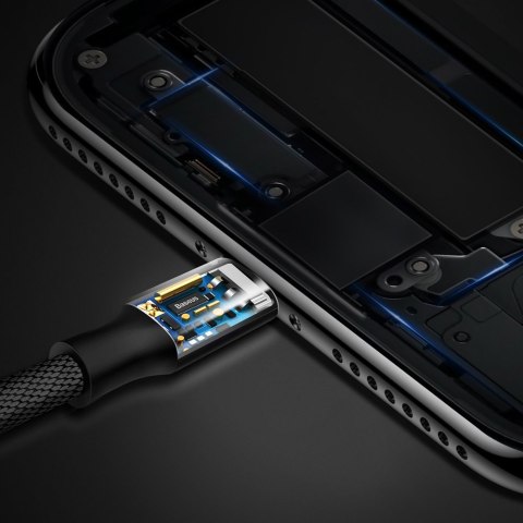 Wytrzymały kabel przewód w materiałowym oplocie USB Iphone Lightning 1.2M czarny Wytrzymały kabel przewód w materiałowym oplocie USB Iphone Lightning 1.2M czarny