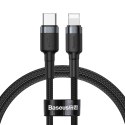 Wytrzymały nylonowy kabel przewód USB-C PD Iphone Lightning 18W QC3.0 1m czarny-szary Wytrzymały nylonowy kabel przewód USB-C PD Iphone Lightning 18W QC3.0 1m czarny-szary
