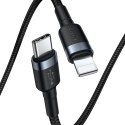 Wytrzymały nylonowy kabel przewód USB-C PD Iphone Lightning 18W QC3.0 1m czarny-szary Wytrzymały nylonowy kabel przewód USB-C PD Iphone Lightning 18W QC3.0 1m czarny-szary