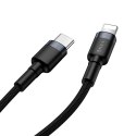 Wytrzymały nylonowy kabel przewód USB-C PD Iphone Lightning 18W QC3.0 1m czarny-szary Wytrzymały nylonowy kabel przewód USB-C PD Iphone Lightning 18W QC3.0 1m czarny-szary
