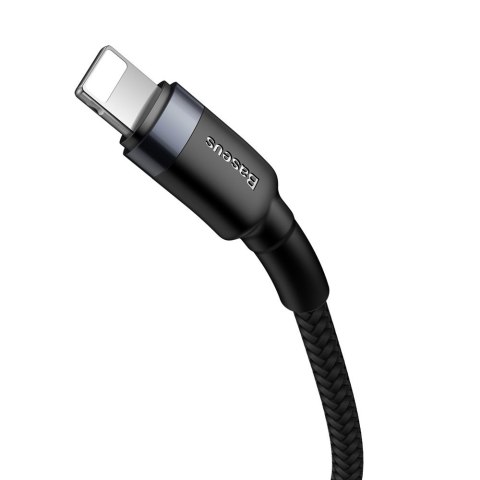 Wytrzymały nylonowy kabel przewód USB-C PD Iphone Lightning 18W QC3.0 1m czarny-szary Wytrzymały nylonowy kabel przewód USB-C PD Iphone Lightning 18W QC3.0 1m czarny-szary