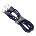 Wytrzymały nylonowy kabel przewód USB Iphone Lightning QC3.0 1.5A 2M niebieski Wytrzymały nylonowy kabel przewód USB Iphone Lightning QC3.0 1.5A 2M niebieski