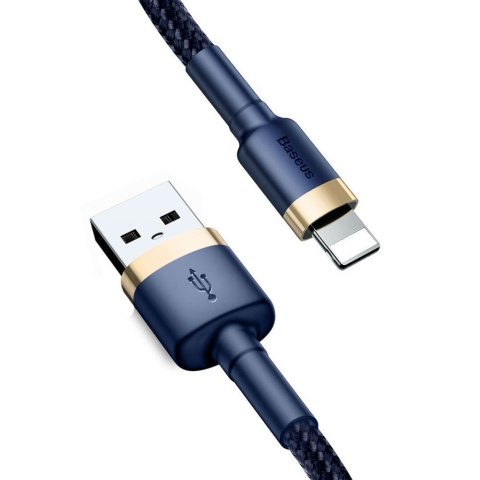 Wytrzymały nylonowy kabel przewód USB Iphone Lightning QC3.0 1.5A 2M niebieski Wytrzymały nylonowy kabel przewód USB Iphone Lightning QC3.0 1.5A 2M niebieski
