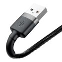 Wytrzymały nylonowy kabel przewód USB Iphone Lightning QC3.0 2A 3M czarno-szary Wytrzymały nylonowy kabel przewód USB Iphone Lightning QC3.0 2A 3M czarno-szary