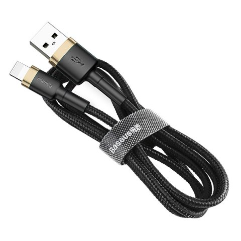 Wytrzymały nylonowy kabel przewód USB Iphone Lightning QC3.0 2A 3M czarno-złoty Wytrzymały nylonowy kabel przewód USB Iphone Lightning QC3.0 2A 3M czarno-złoty