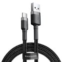 Wytrzymały nylonowy kabel przewód USB USB-C 2A 3M czarno-szary Wytrzymały nylonowy kabel przewód USB USB-C 2A 3M czarno-szary