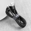Wytrzymały nylonowy kabel przewód USB USB-C 2A 3M czarno-szary Wytrzymały nylonowy kabel przewód USB USB-C 2A 3M czarno-szary