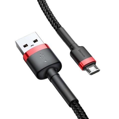 Wytrzymały nylonowy kabel przewód USB microUSB 2A 3M czarno-czerwony Wytrzymały nylonowy kabel przewód USB microUSB 2A 3M czarno-czerwony