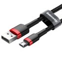 Wytrzymały nylonowy kabel przewód USB microUSB 2A 3M czarno-czerwony Wytrzymały nylonowy kabel przewód USB microUSB 2A 3M czarno-czerwony