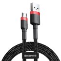 Wytrzymały nylonowy kabel przewód USB microUSB 2A 3M czarno-czerwony Wytrzymały nylonowy kabel przewód USB microUSB 2A 3M czarno-czerwony