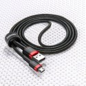 Wytrzymały nylonowy kabel przewód USB microUSB 2A 3M czarno-czerwony Wytrzymały nylonowy kabel przewód USB microUSB 2A 3M czarno-czerwony