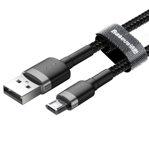 Wytrzymały nylonowy kabel przewód USB microUSB 2A 3M czarno-szary Wytrzymały nylonowy kabel przewód USB microUSB 2A 3M czarno-szary