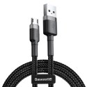 Wytrzymały nylonowy kabel przewód USB microUSB 2A 3M czarno-szary Wytrzymały nylonowy kabel przewód USB microUSB 2A 3M czarno-szary