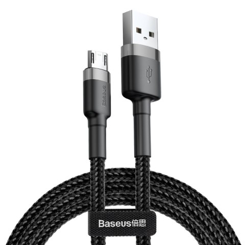 Wytrzymały nylonowy kabel przewód USB microUSB 2A 3M czarno-szary Wytrzymały nylonowy kabel przewód USB microUSB 2A 3M czarno-szary